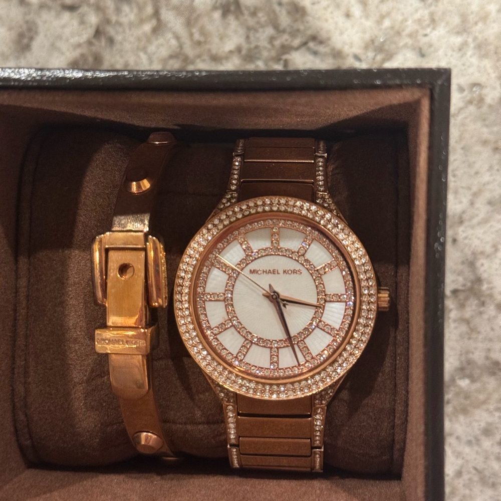Michael Kors Rose Gold Watch with Crystal Accents